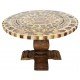 Wooden Inlay Aztec Calendar Table with Base 47"